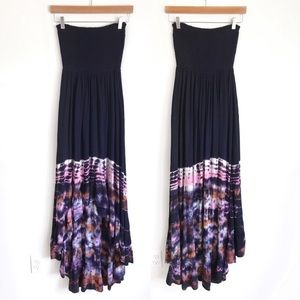 Patterson J. Kincaid Smocked Maxi High-Low Dress S